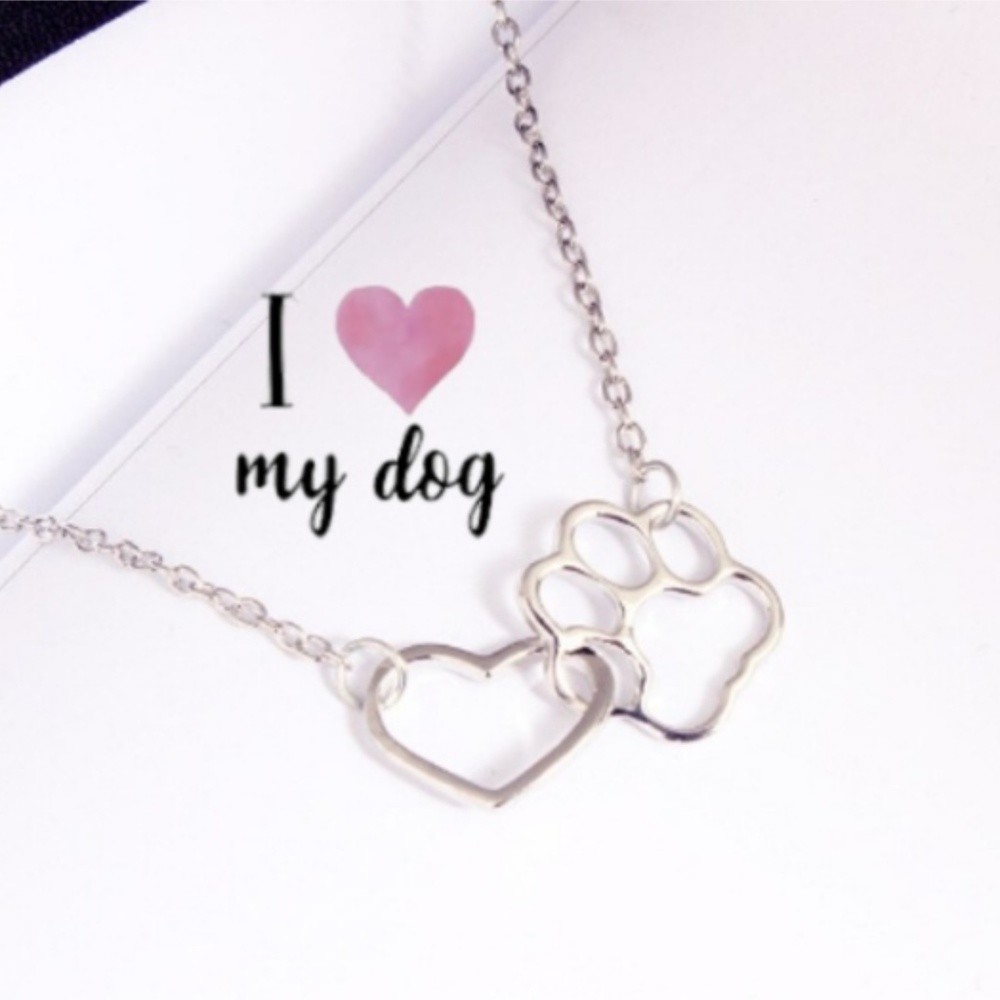 ❤️ My Dog Heart Paw Animal Lover Necklace